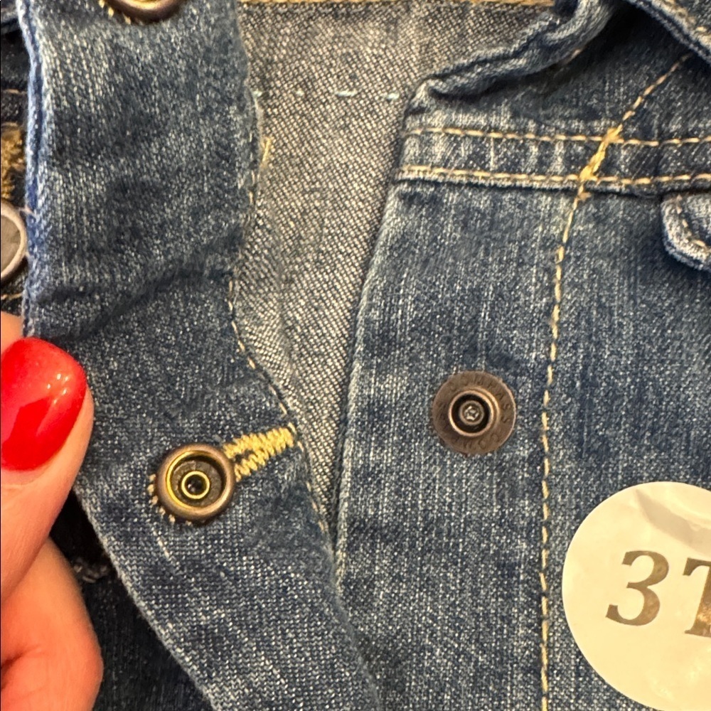 Handmade! Old Navy Kids Blue Denim Jacket with Fun Wool Felt Patches, sz 3T - Picture 6 of 8